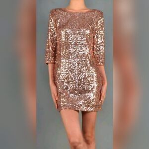 ASOS PETITE Rose Gold Sequin Mini Bodycon Dress